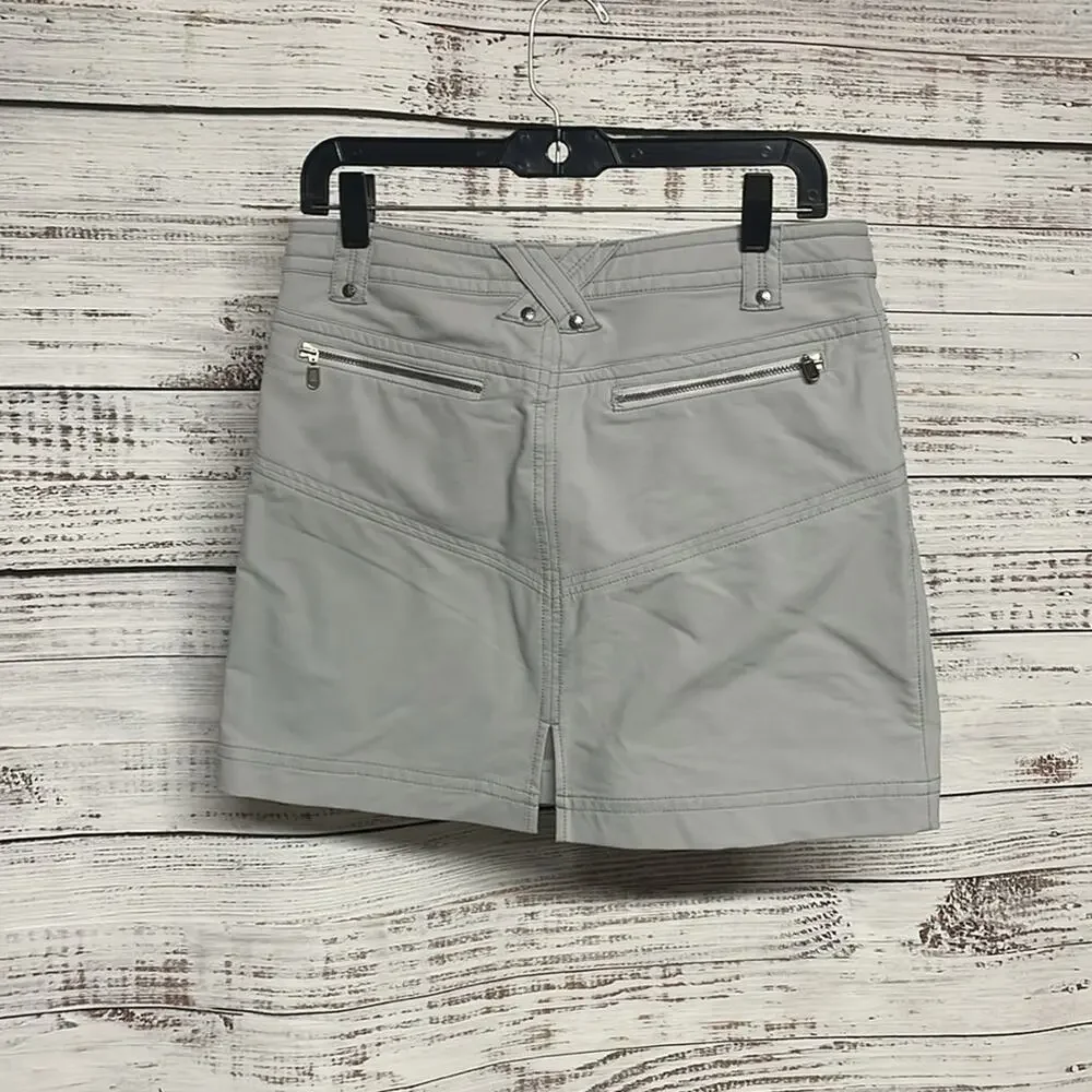 Athleta Tear Away B4 You Play Skirt Gray Zip Pockets Drawstring 4 Petite - Picture 6 of 8